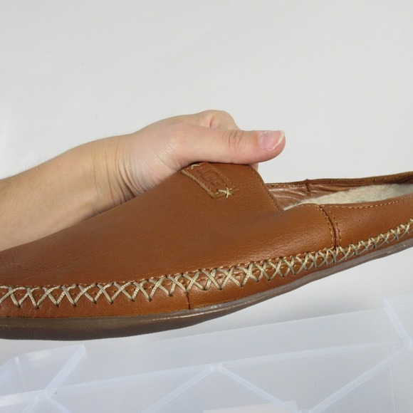 UGG Tamara Slippers Loafer Mules Shoes Slip On Women 7 Brown Leather Outdoor 428 - Picture 6 of 10